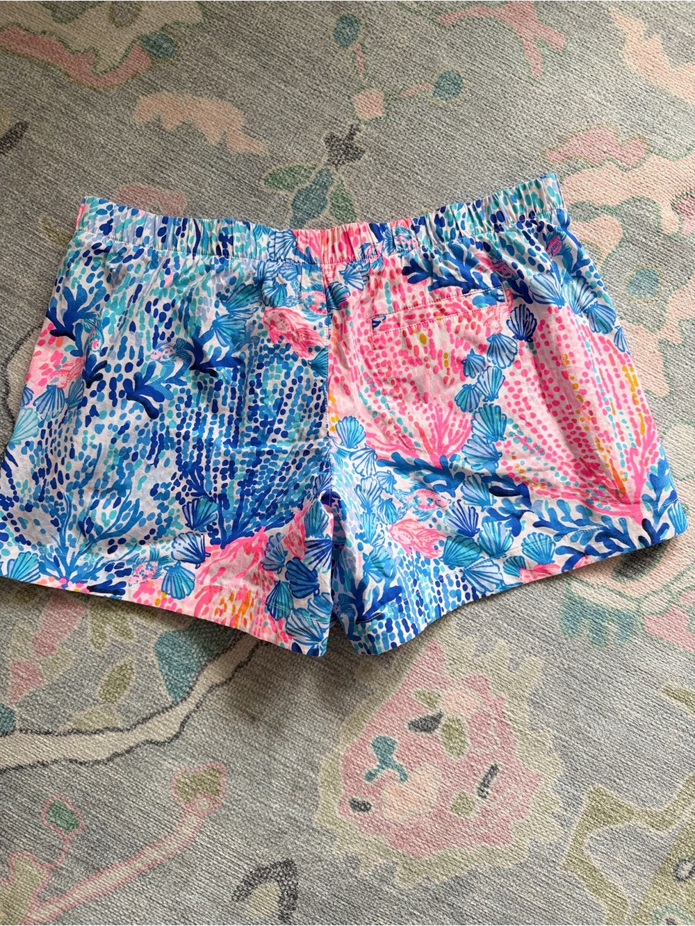 Lilly Pulitzer Pink & Blue Floral Athletic Shorts - Picture 2 of 3